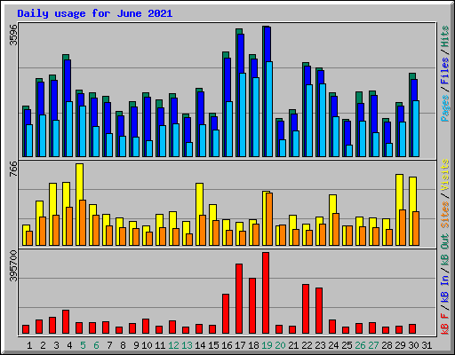 Daily usage for June 2021