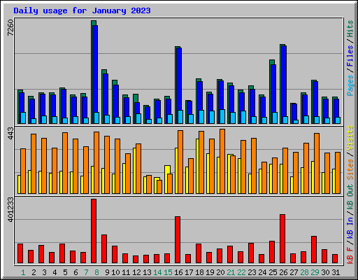 Daily usage for January 2023