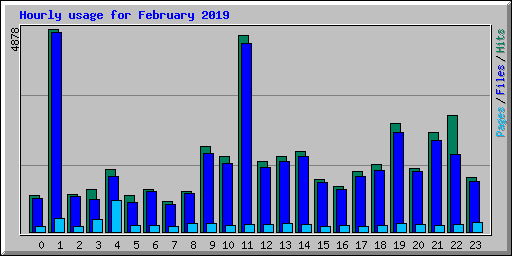 Hourly usage for February 2019